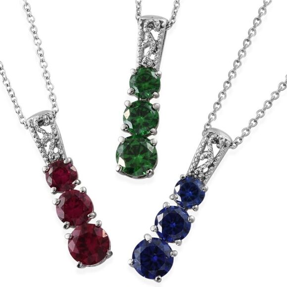Ruby CZ Pendant with 20 in Chain - Picture 3 of 6